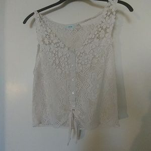 *Kimchi Blue White Lacy sheer crop tank top UO M